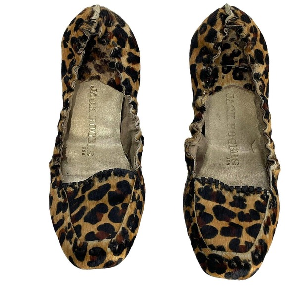 jack rogers leopard fur flats Size 5 - Picture 1 of 6